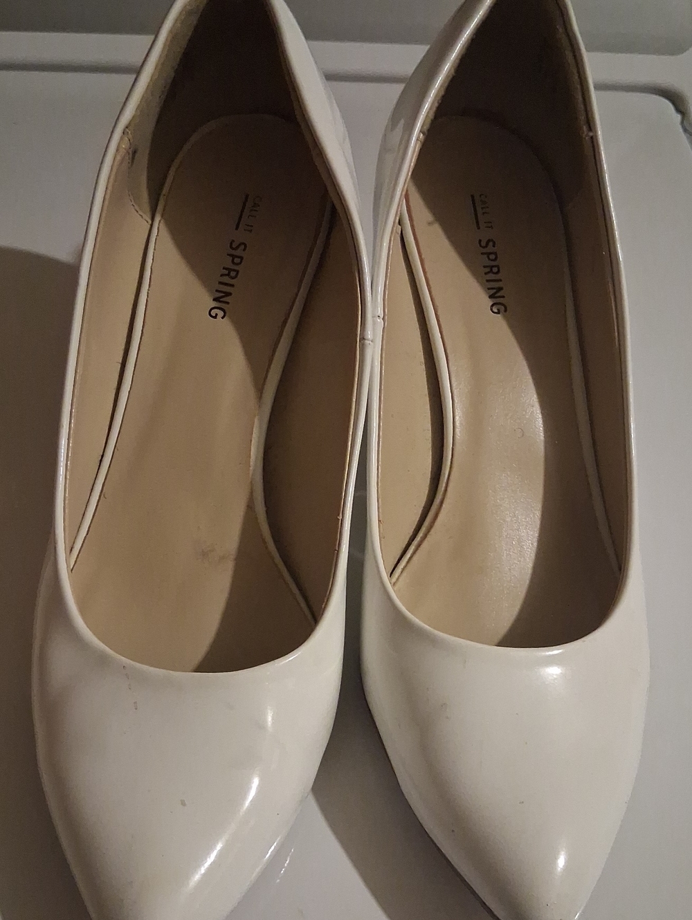 Call It Spring White Patent Pointed-Toe Pumps